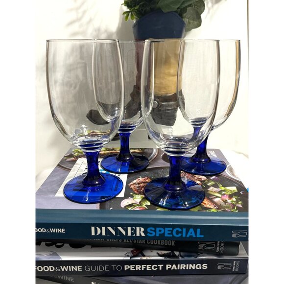 Princess House Cobalt Blue Stem Iced Tea Glass Set Of 4 - Picture 2 of 12